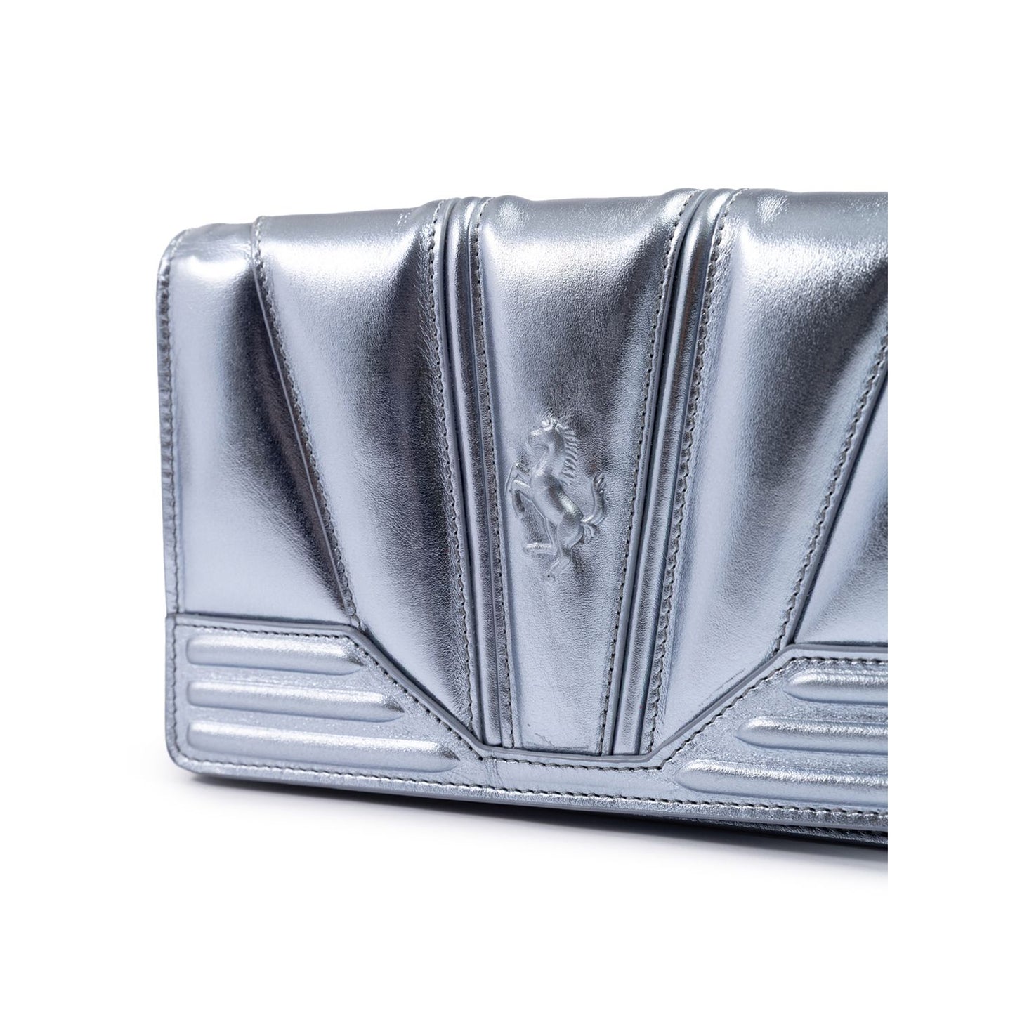 Ferrari Metal light blue GT patent leather bag with chain Ferrari