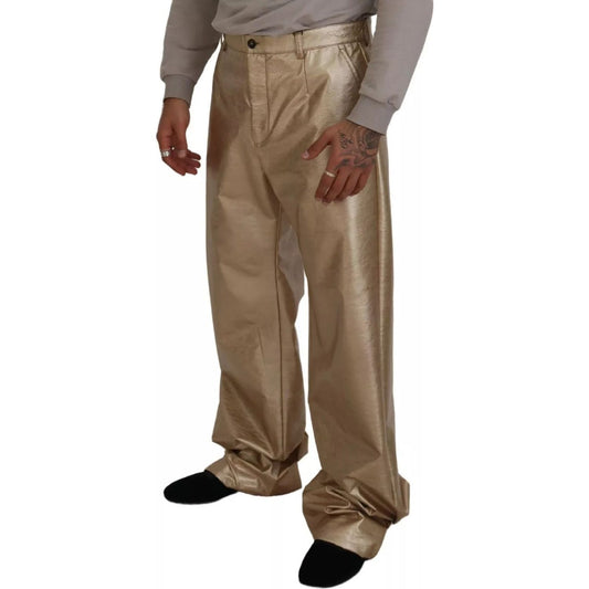 Dolce & Gabbana Metallic Gold Polyester StraightTrouser Pants PAN74390-48
