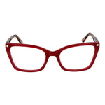 Polaroid Burgundy Women Glasses Frame in full-rim acetate cat eye design with demo lenses, stylish accessory for women.