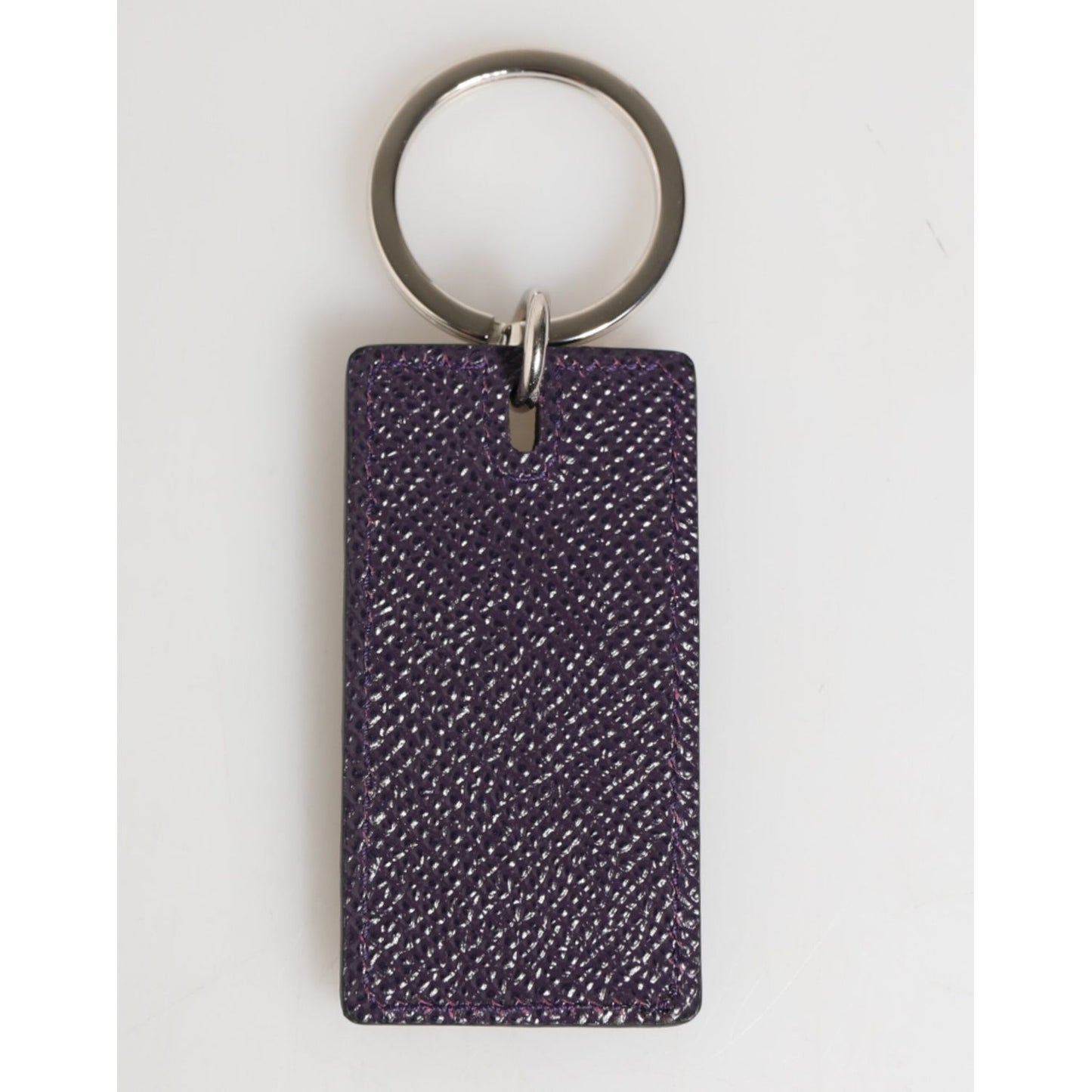 Dolce & Gabbana Violet Leather Logo Metal Ring Men Keychain Keyring