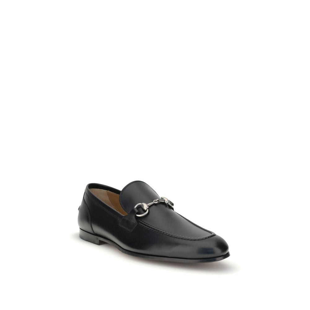 Gucci Black Calf Leather Bos Taurus Slip-On Loafers