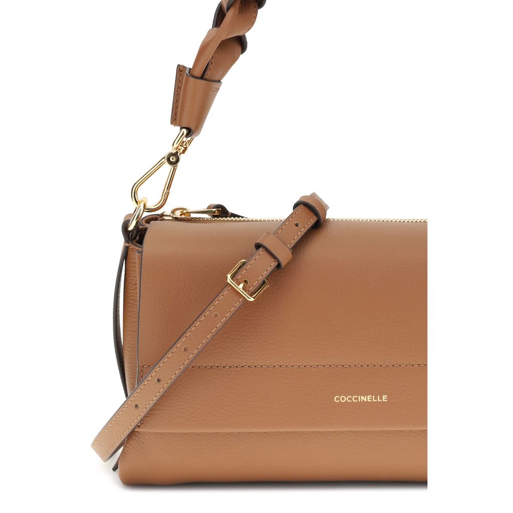 Coccinelle Beige Calf Leather Bos Taurus Shoulder Bag Coccinelle