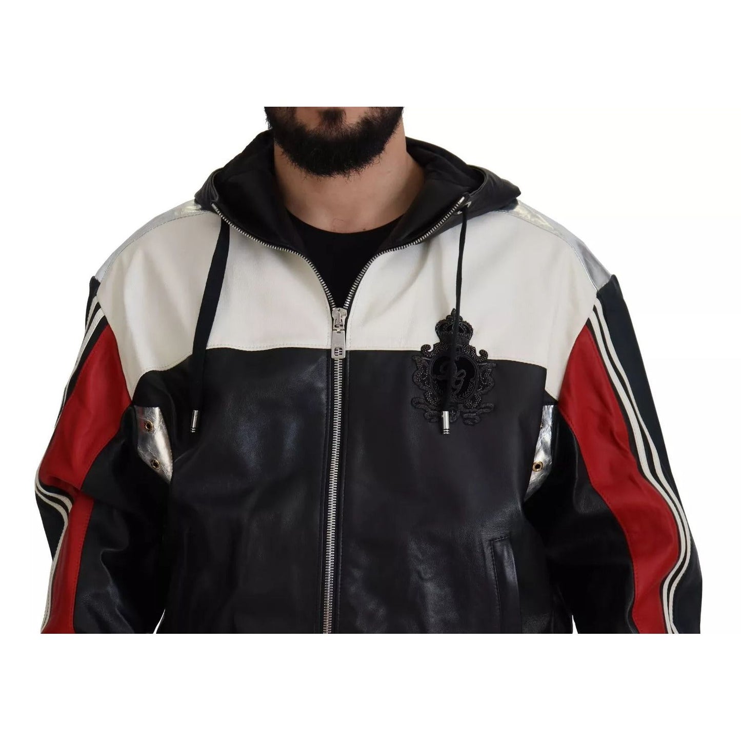Dolce & Gabbana Black Leather Hooded Blouson Jacket JKT3340-52