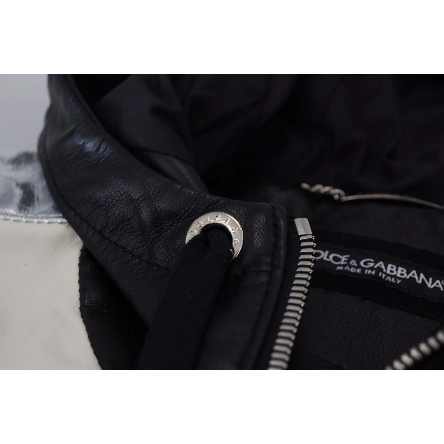 Dolce & Gabbana Black Leather Hooded Blouson Jacket