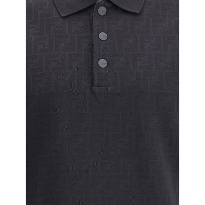 Fendi Black Cotton Polo Shirt