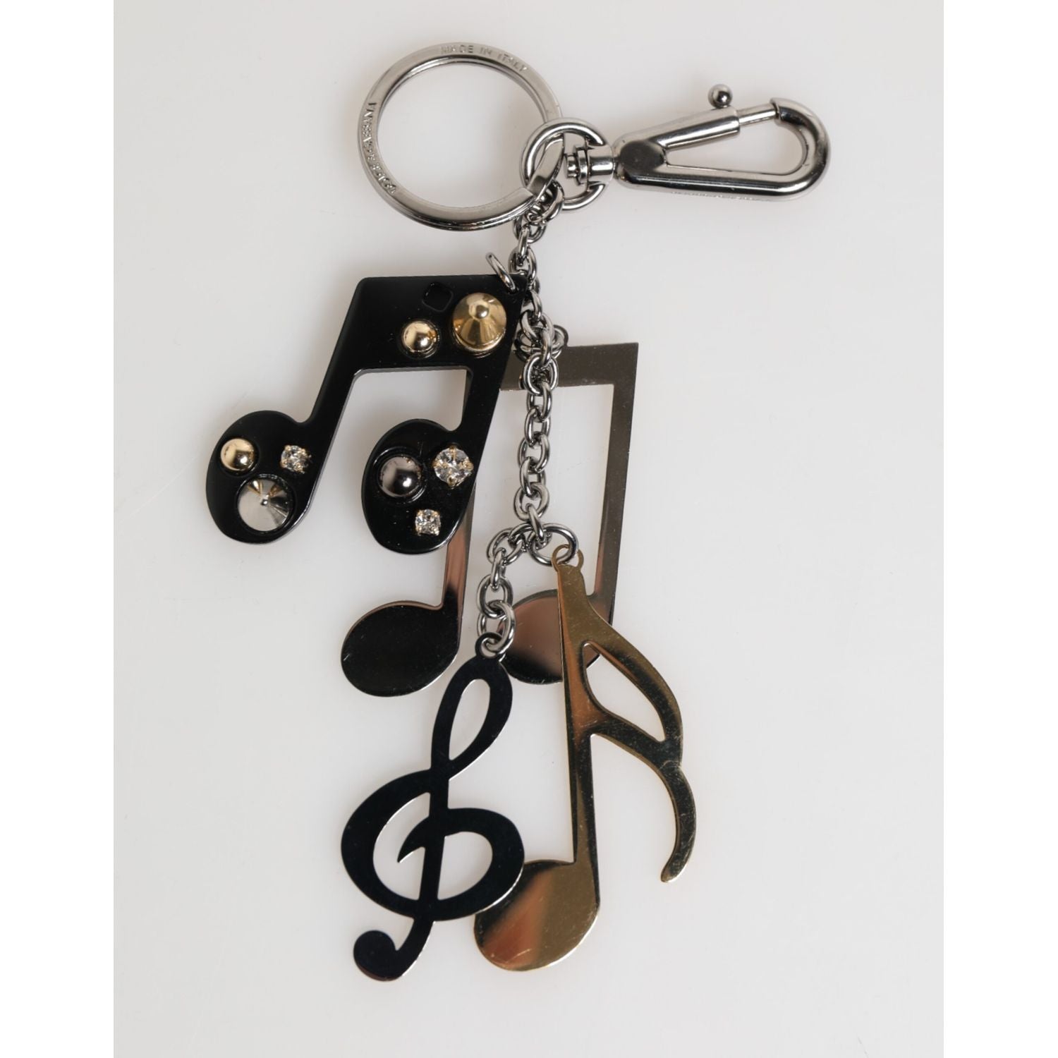 Dolce & Gabbana Silver Musical Note Key Holder Keychain Bag Charm Keyring