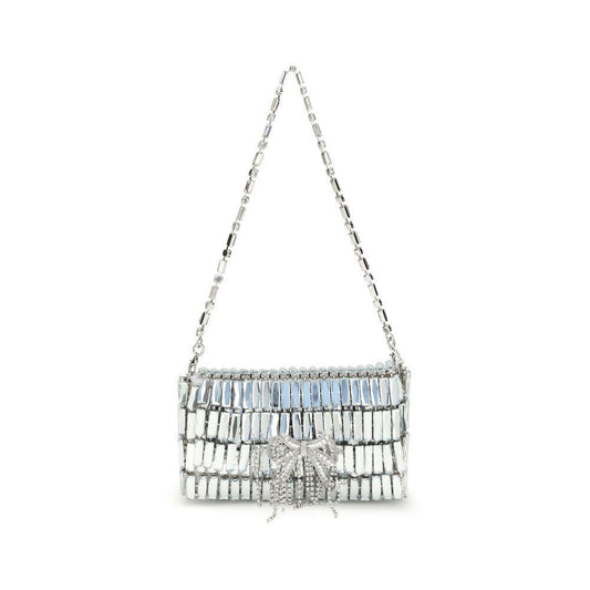 Self-Portrait Silver crystal bow mini Shoulder Bag