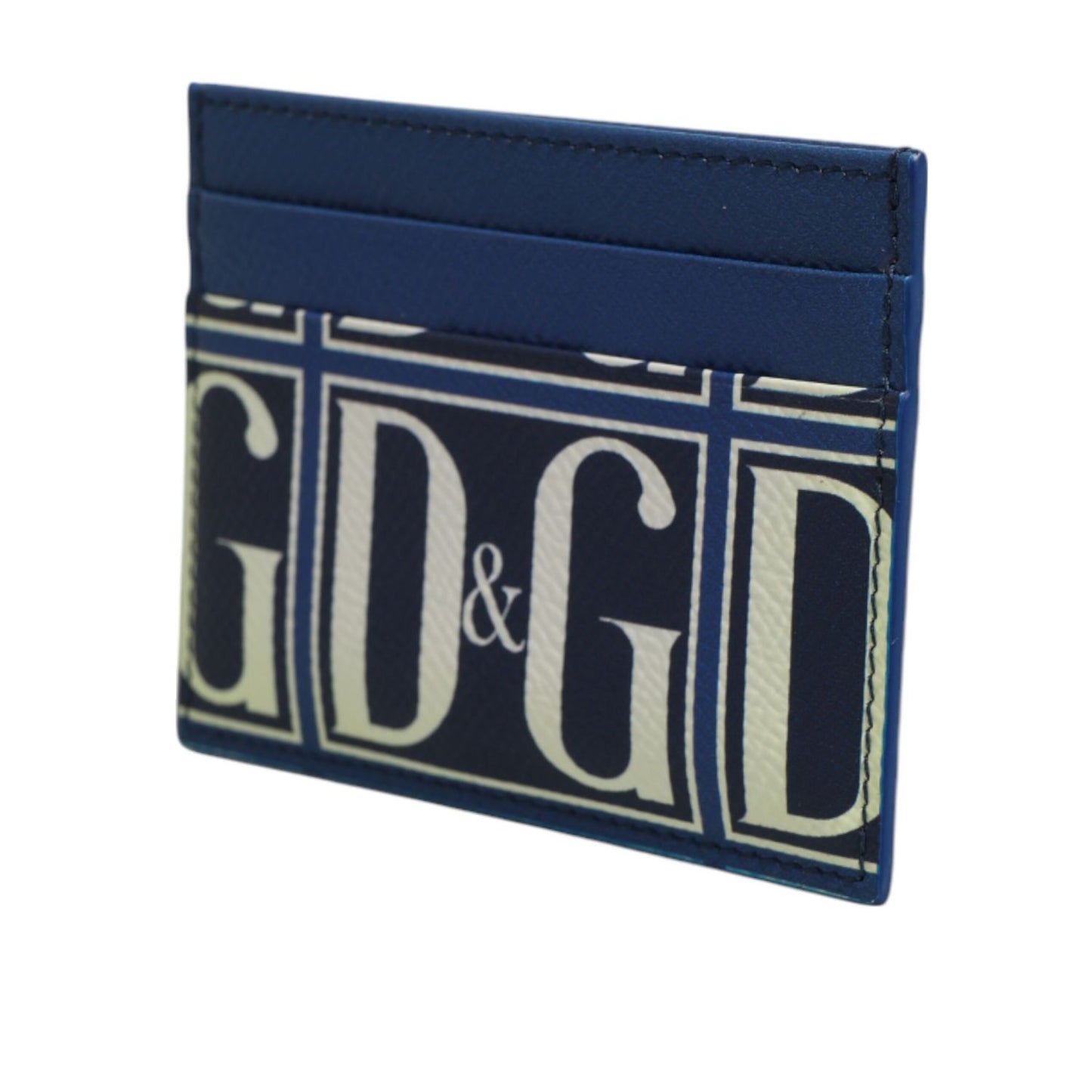 Dolce & Gabbana Blue Calf Leather DG Logo Monogram Card Holder Wallet