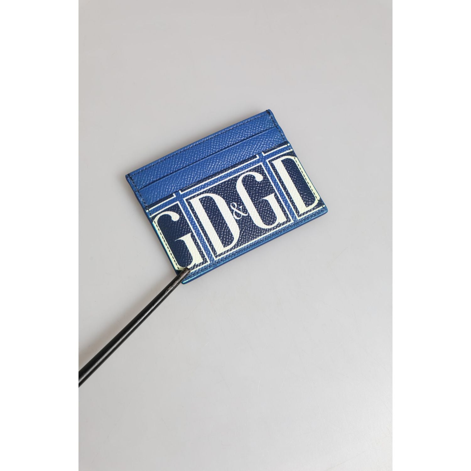 Dolce & Gabbana Blue Calf Leather DG Logo Monogram Card Holder Wallet