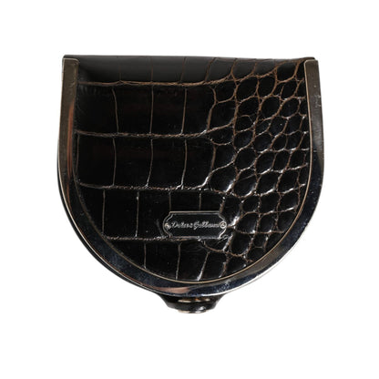 Dolce & Gabbana Black Polished Crocodile Leather Mens Coin Purse Wallet