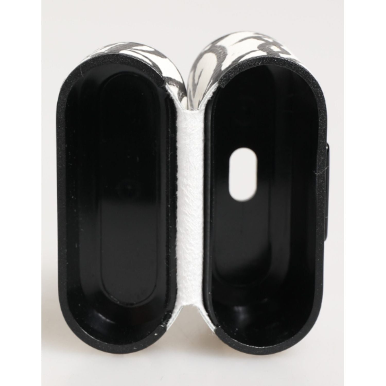 Dolce & Gabbana Black White Leather Monogram Print Logo Holder Airpods Case