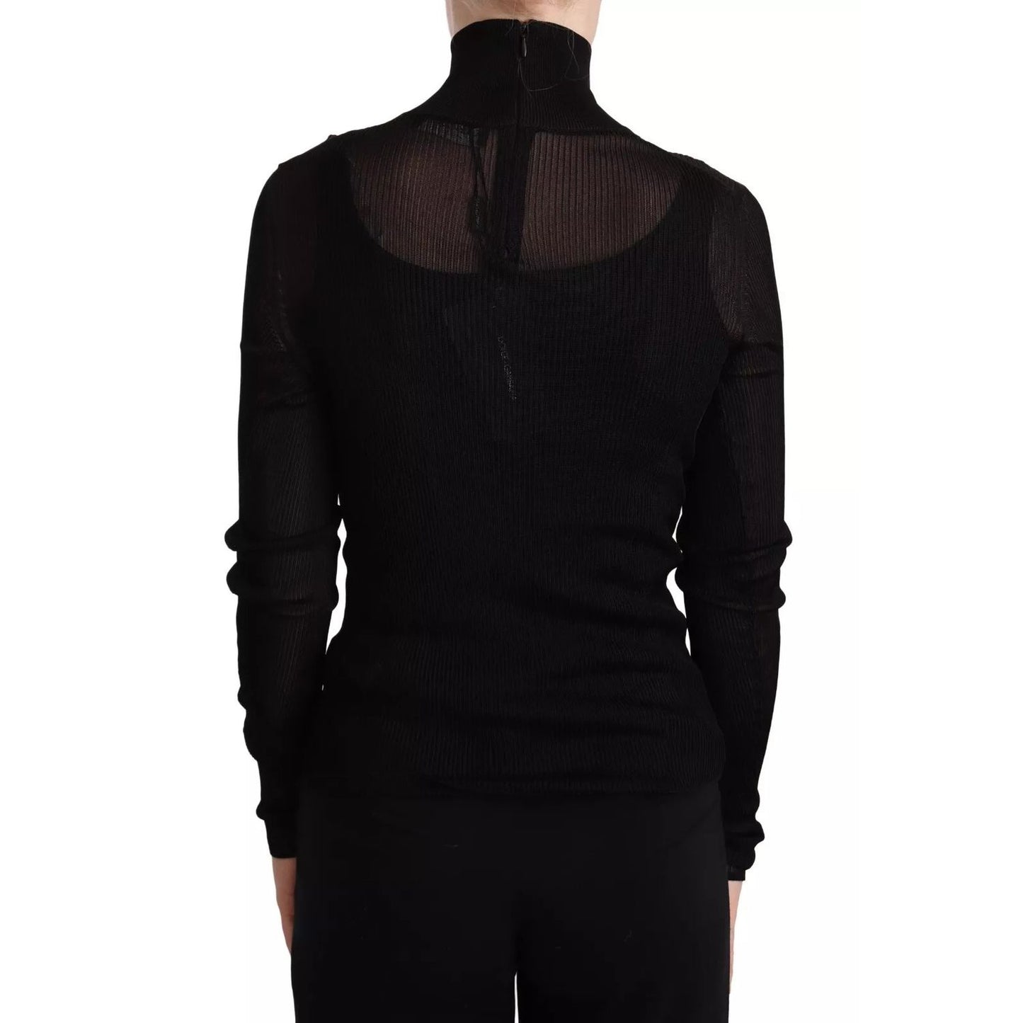 Dolce & Gabbana Black Turtleneck Form Fitting Pullover Sweater