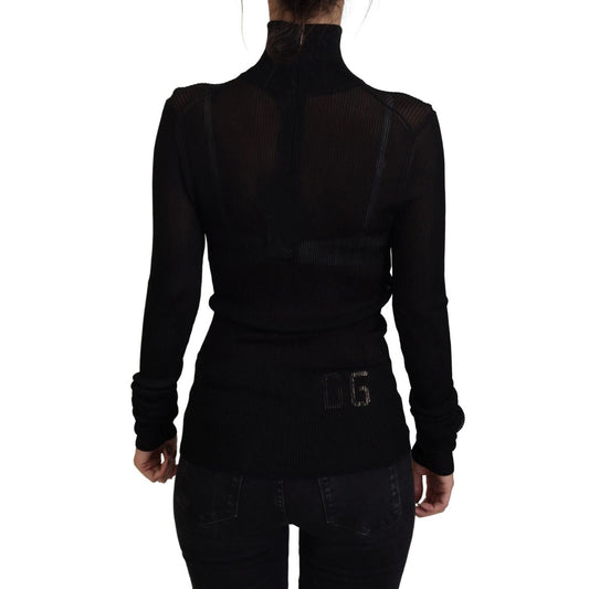 Dolce & Gabbana Black Turtleneck Slim Fit Pullover Sweater