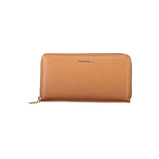 Coccinelle Brown Leather Women Wallet with metallic soft finish and streamlined design