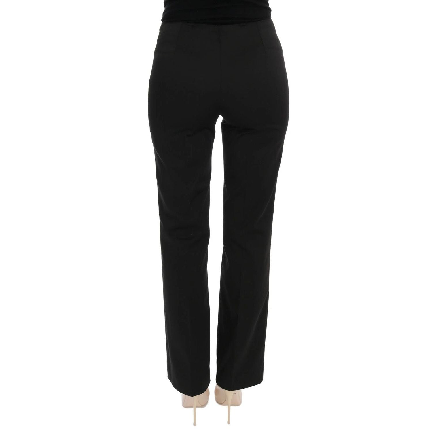 BENCIVENGA Black Stretch Straight Fit Dress Trousers Pants