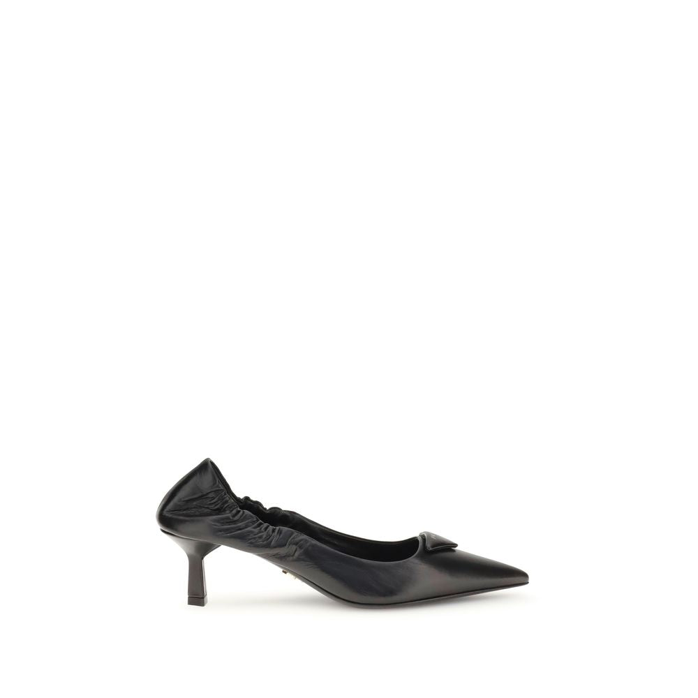 Prada Black Calf Leather Bos Taurus High Heel Pumps