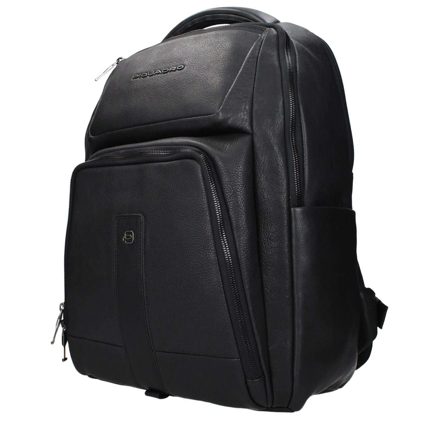 Piquadro Black Leather Backpack