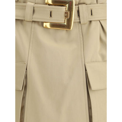 Balmain Beige Cotton Mini Skirt