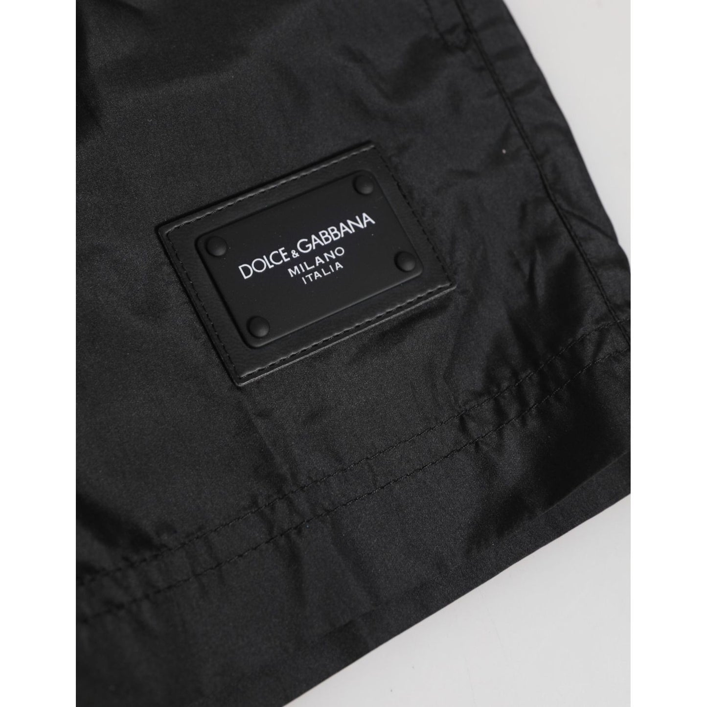 Dolce & Gabbana Black Logo Polyester Beachwear Shorts Swimwear
