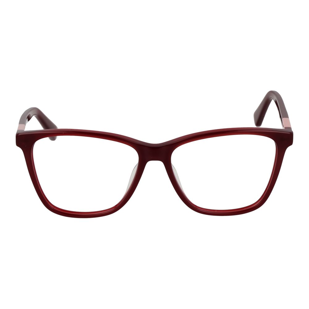 Longchamp Red Women Glasses Frame, acetate full-rim square design, red color, size 52-14-140 with demo plastic lenses.