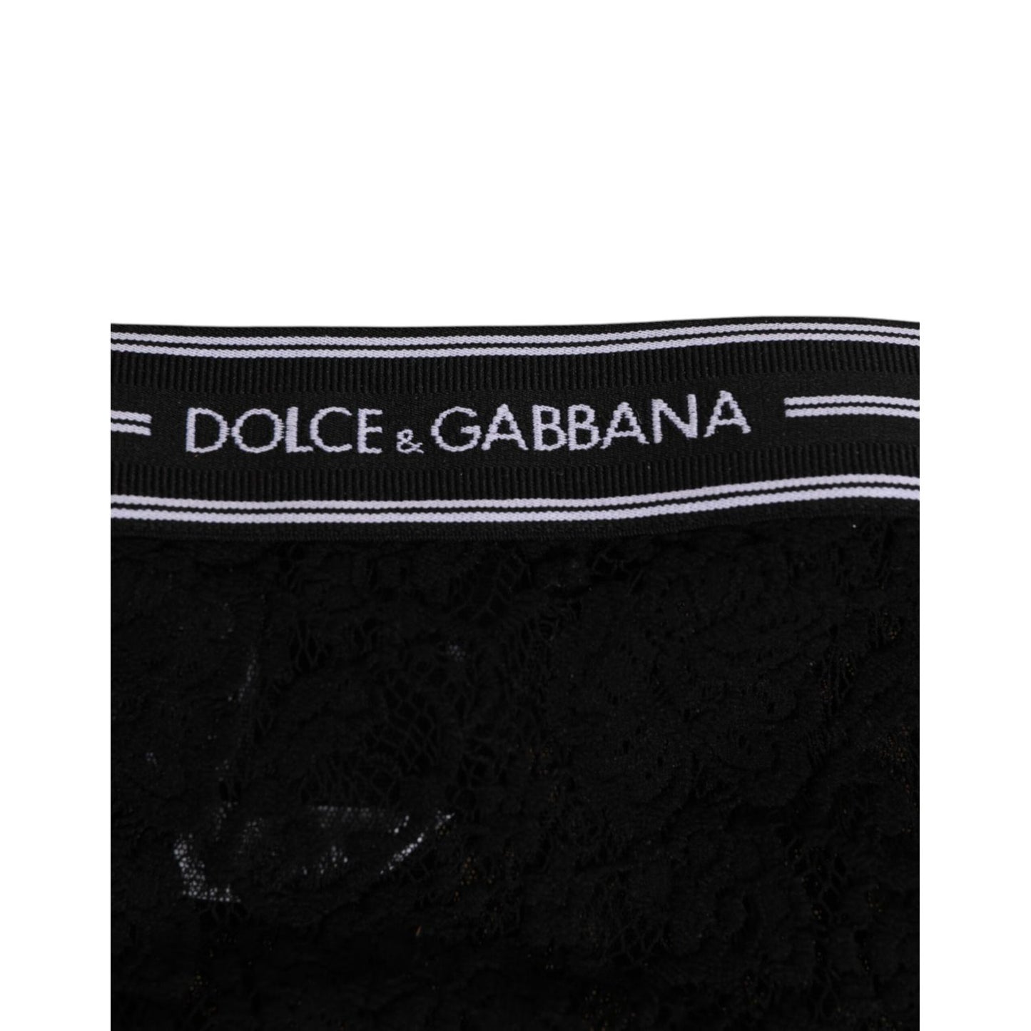 Dolce & Gabbana Black Lace Slip Brief Logo Waistband Underwear