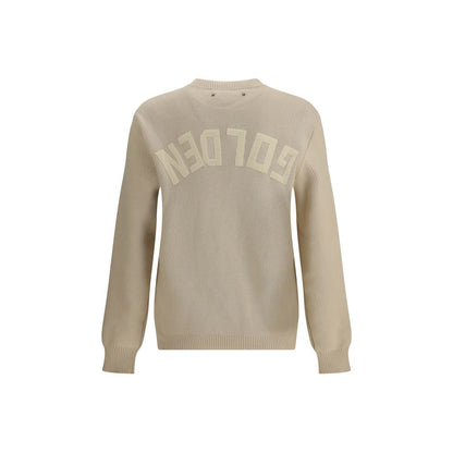 Golden Goose Beige Cotton Sweatshirt featuring ribbed-knit texture and printed back logo, perfect for casual-chic or layered outfits.