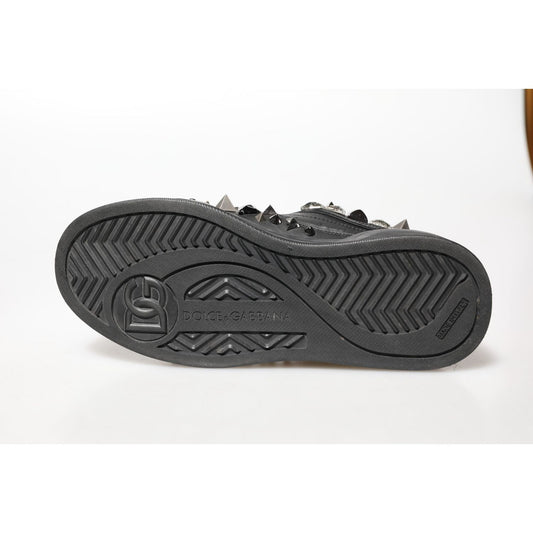 Dolce & Gabbana Black Portofino Studded Men Sneakers Shoes