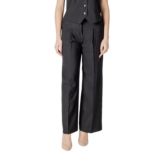 ICHI Black Polyester Dress Pants
