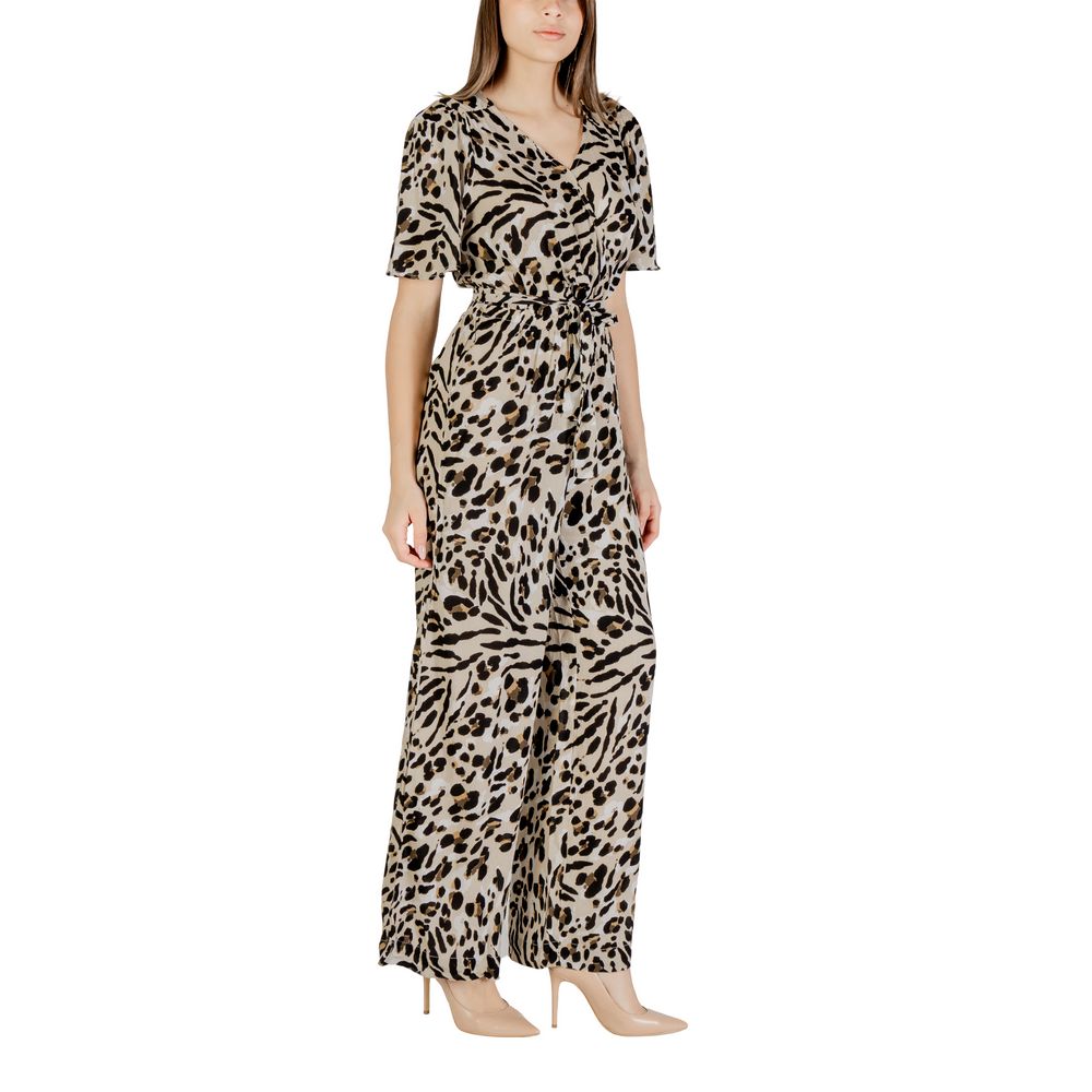 ICHI Beige Viscose Jumpsuit