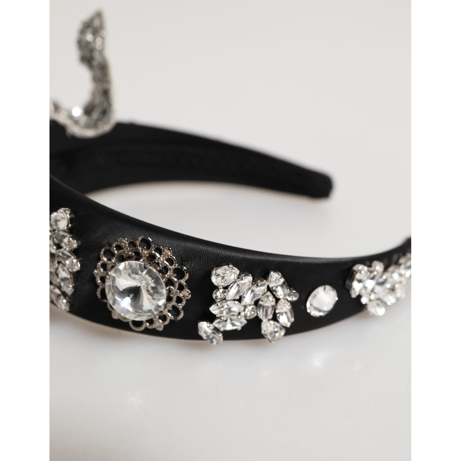 Dolce & Gabbana Black Hair Flower Crystal LIMONI Women Headband Diadem