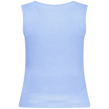 Tommy Hilfiger Blue Cotton Tank Top with wide neckline, logo embroidery, made of 95% regenerative cotton.
