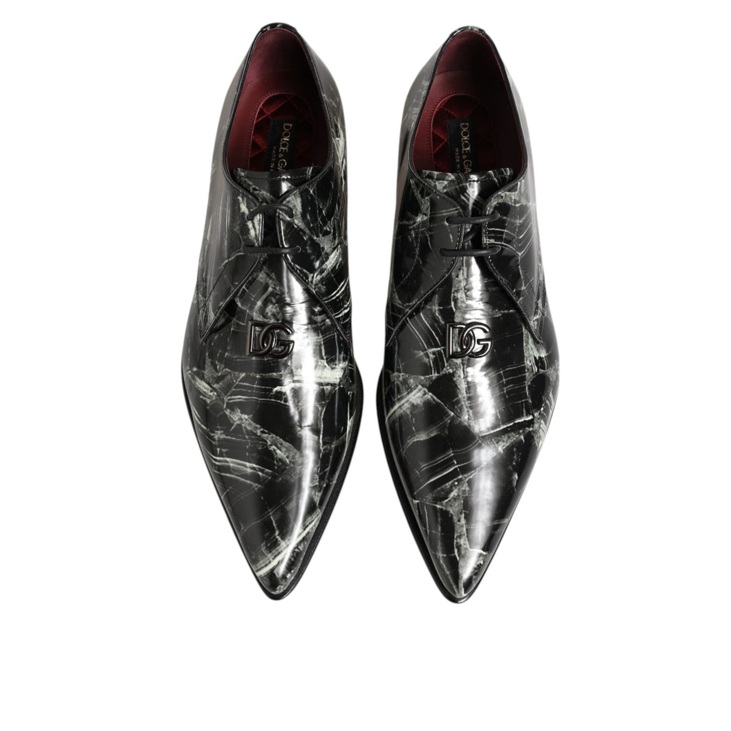 Dolce & Gabbana Marbled Pattern Dress Lace Up Derby Shoes