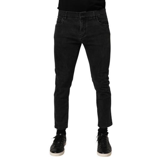 Dolce & Gabbana Dark Gray Cotton Stretch Denim Trouser Jeans