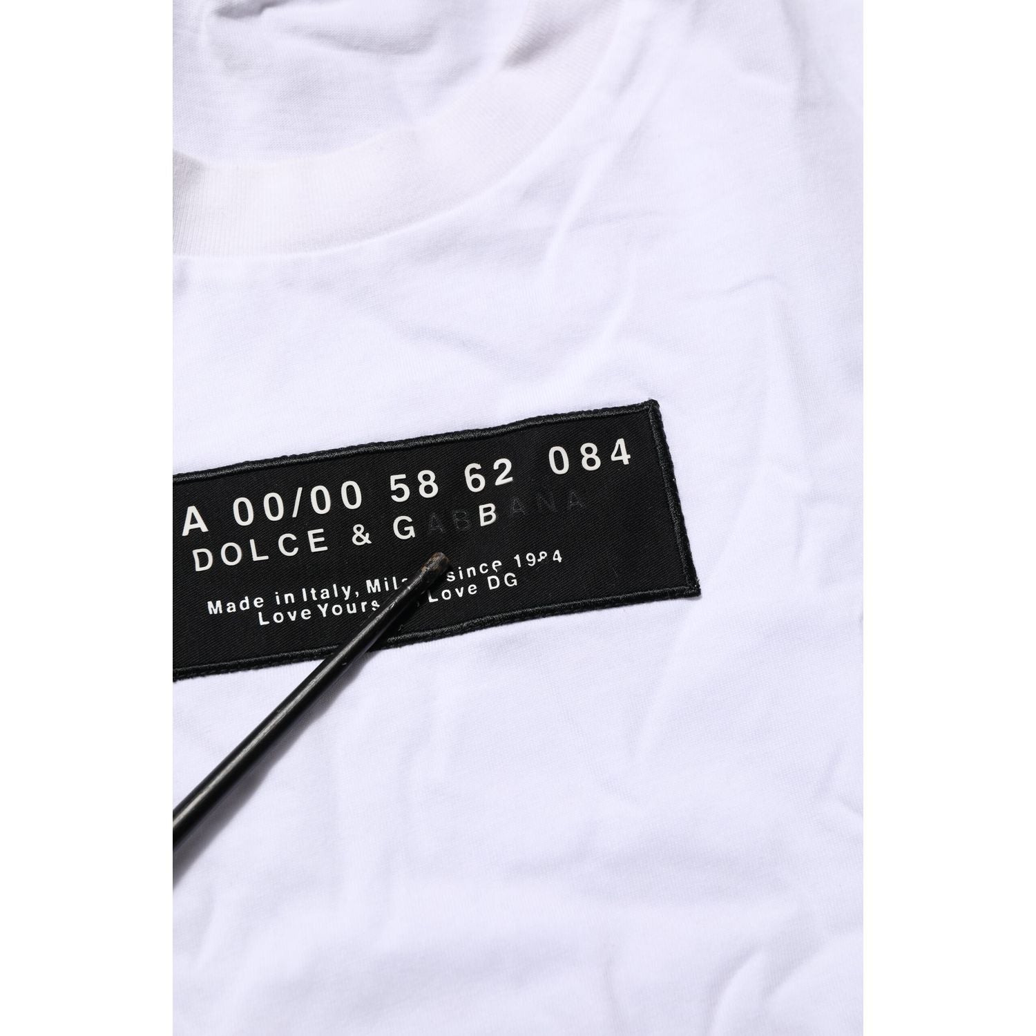 Dolce & Gabbana White Cotton Logo Print Crew Neck Men T-shirt