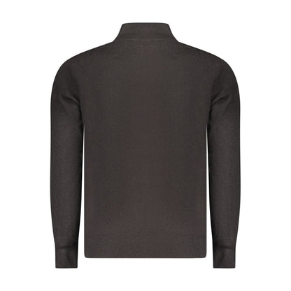 Back view of North Sails Black Nylon Sweater, showing long-sleeved cardigan design with zip and logo embroidery.