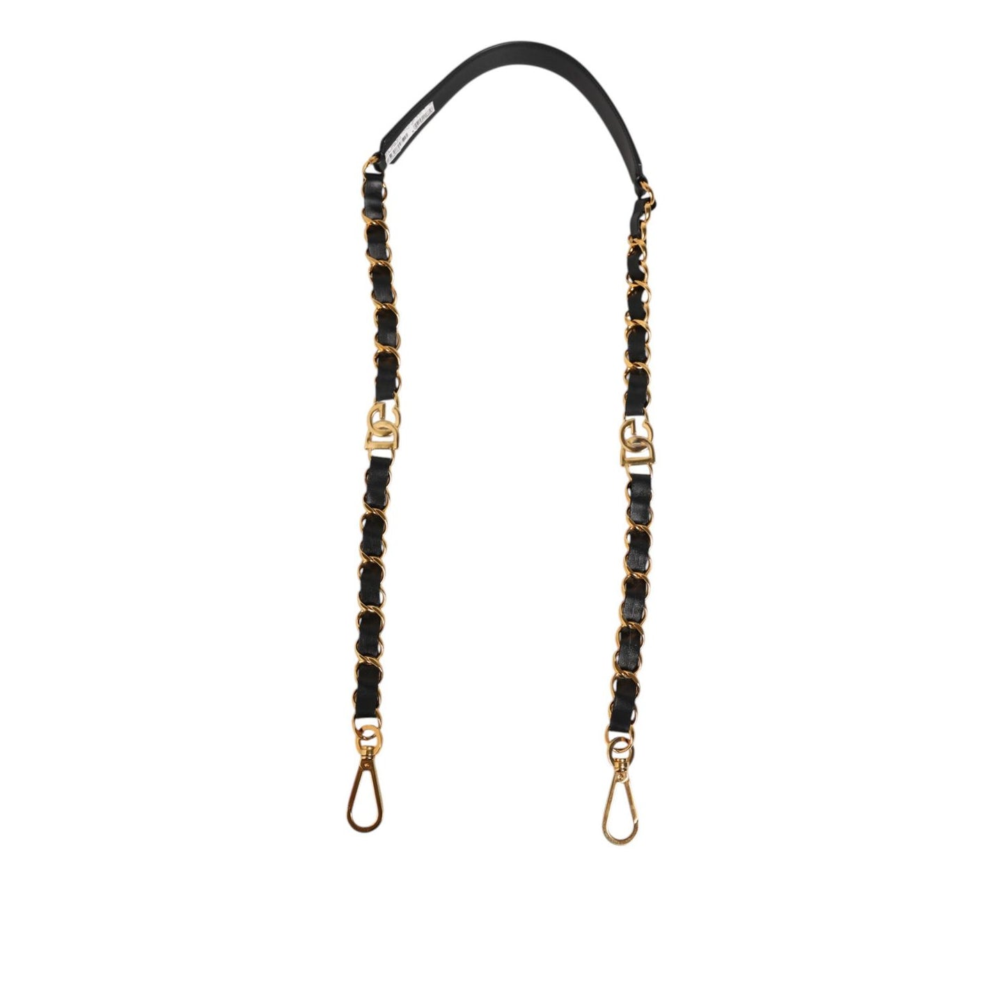 Dolce & Gabbana Black Leather Gold Chain Bag Accessory Shoulder Strap