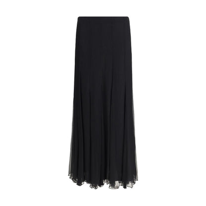 Chloé Black Silk Long Skirt