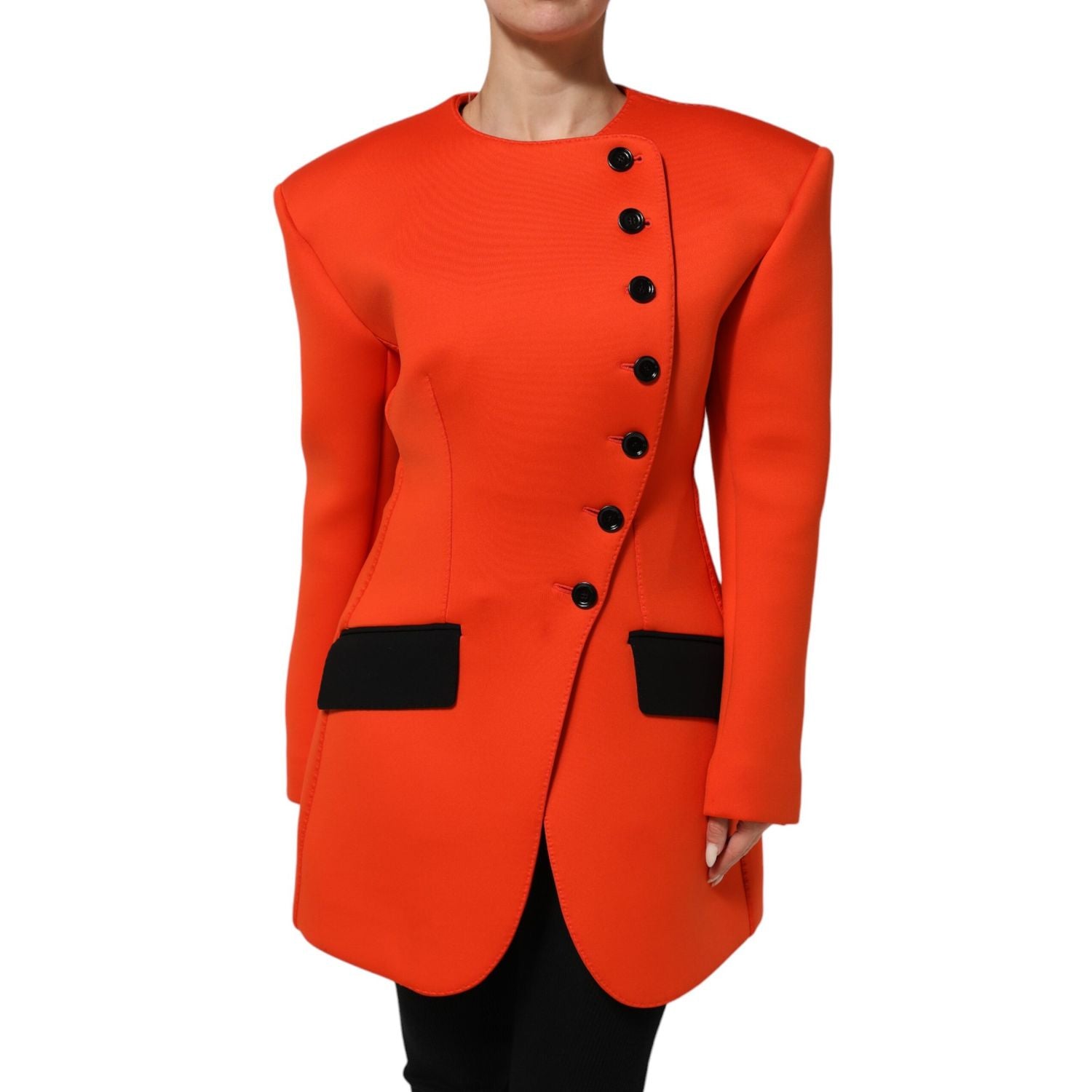 Dolce & Gabbana Red Buttoned Down Women Trench Coat Jacket