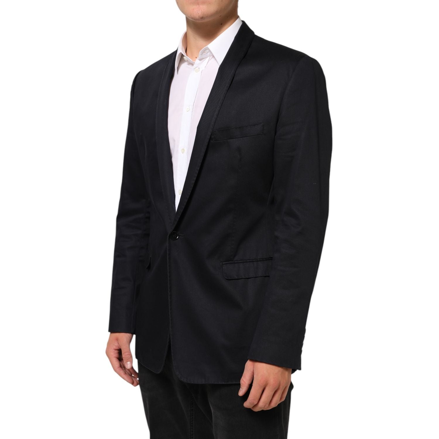 Dolce & Gabbana Blue Cotton 1 Button Suit Jacket Blazer