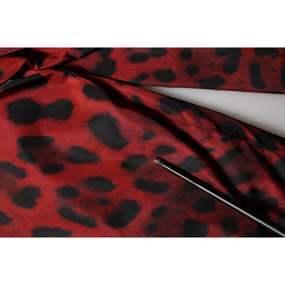 Dolce & Gabbana Red Leopard Print Full Zip Bomber Jacket