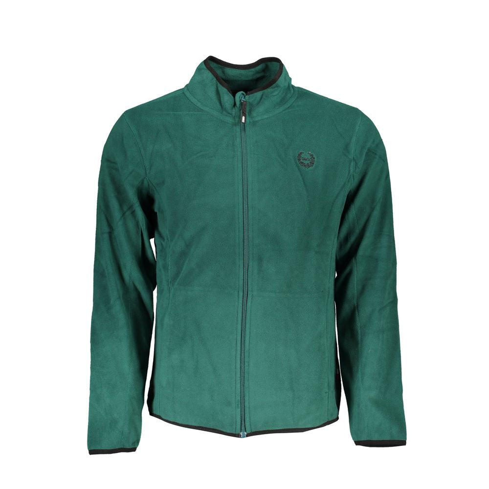 Gianmarco Venturi Green Polyester Sweatshirt with long sleeves, 2 pockets, zip, contrast details, embroidery, and logo.