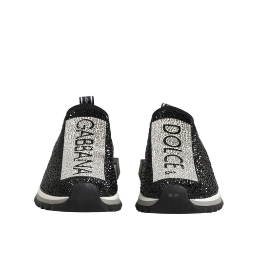 Dolce & Gabbana Black Silver Slip On Sorrento Sneakers Shoes