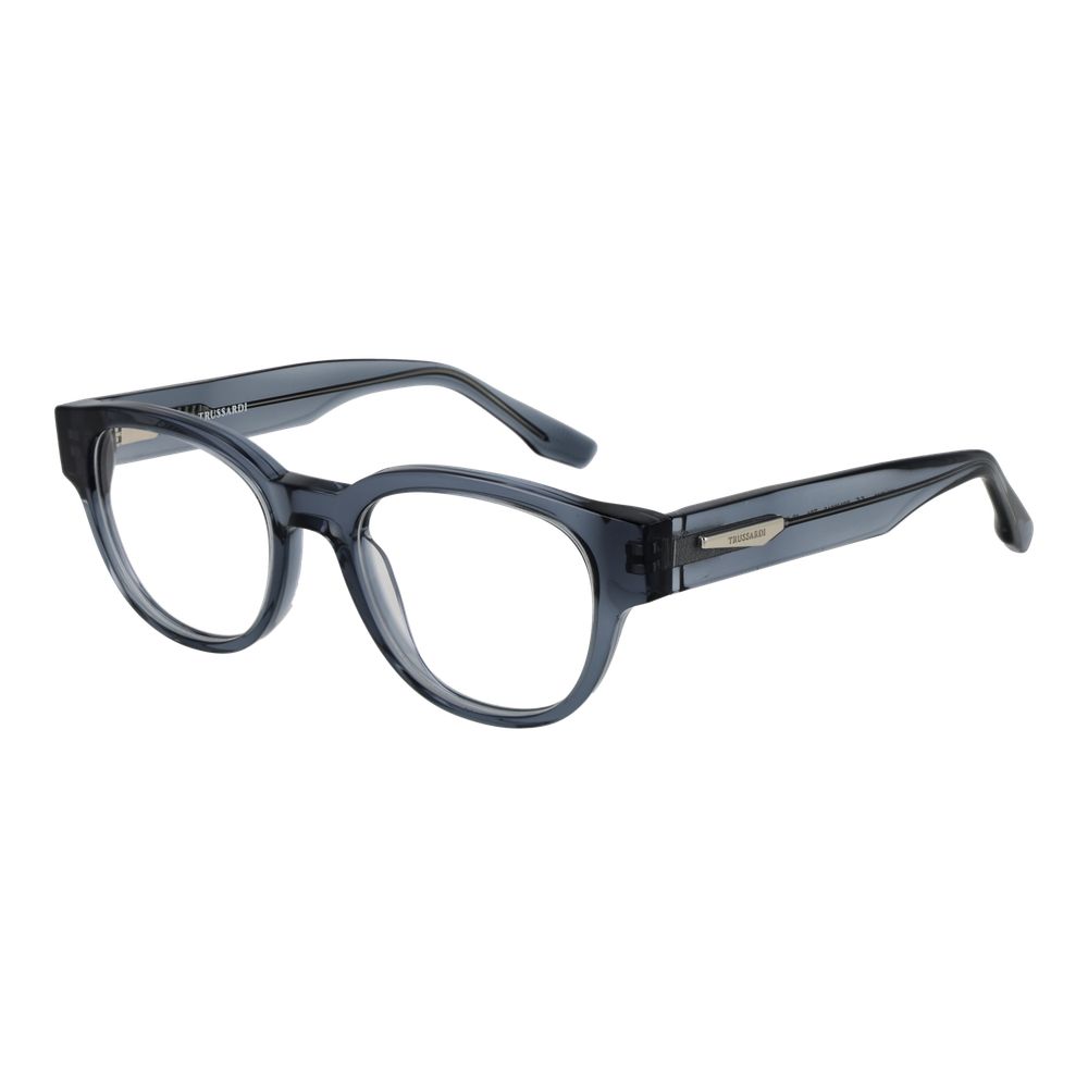Trussardi Blue Acetate Glasses (Frames) for men, full-rim style with acetate frame and 49mm demo lenses.
