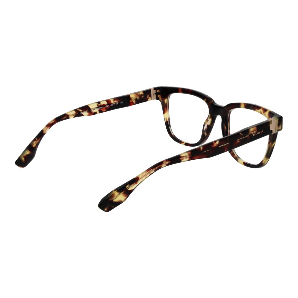 Trussardi Brown Acetate Glasses (Frames) featuring a full-rim acetate structure with demo lenses and spring hinge.