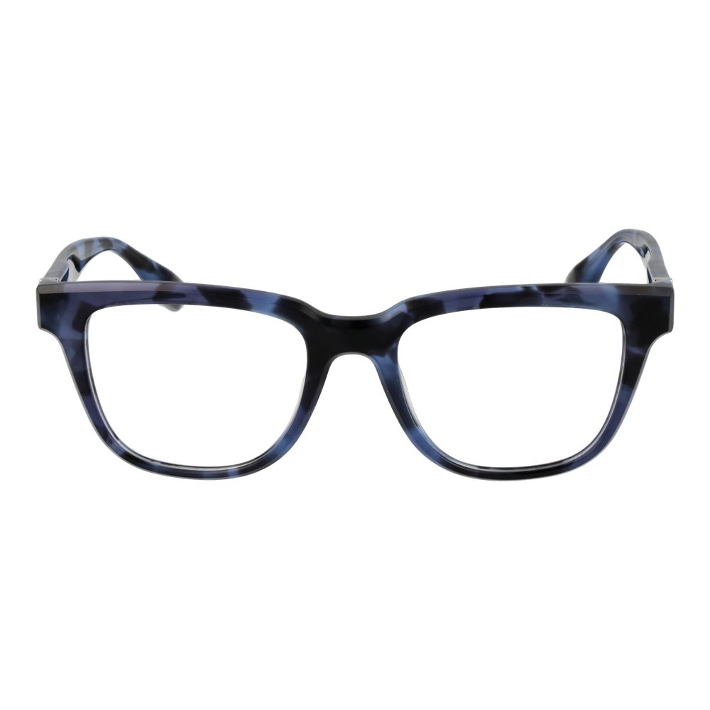 Trussardi Blue Acetate Glasses (Frames) for men, full-rim square style with demo lenses, featuring blue acetate material and spring hinge.