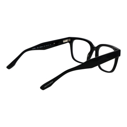 Trussardi Black Acetate Glasses (Frames) with full-rim square style and demo lenses, featuring durable acetate material and spring hinges.