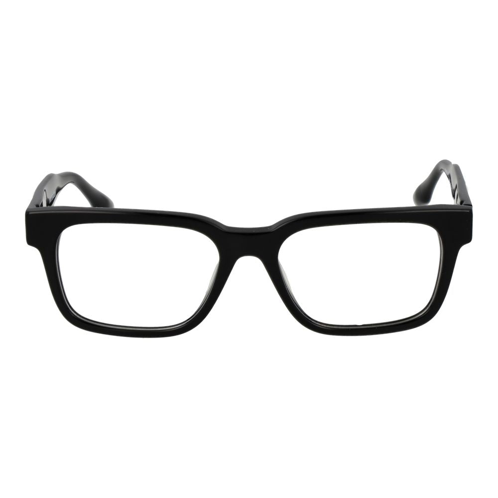 Trussardi Black Acetate Glasses (Frames) - Unisex full-rim black rectangle acetate frame with spring hinges and demo plastic lenses.