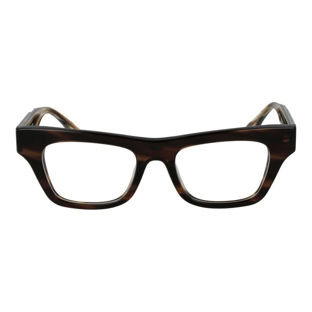 Trussardi Brown Acetate Glasses (Frames) for women with full-rim style and rectangle shape, includes branded case, frame width 135mm.