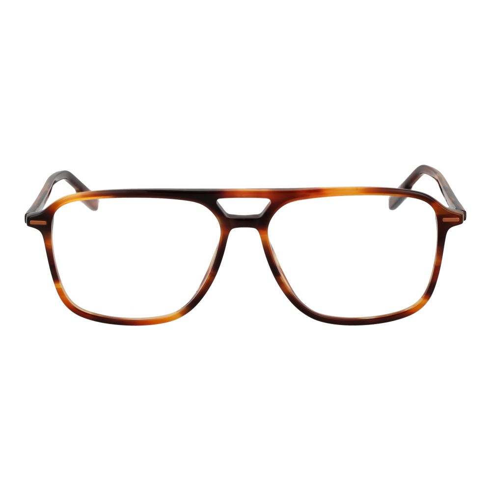 Ermenegildo Zegna Brown Acetate Glasses (Frames), full-rim aviator style with demo lenses, includes branded case