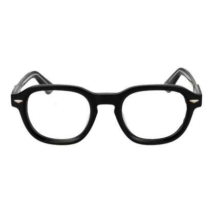 Police Black Cellulose Acetate Glasses (Frames) in full-rim panto style with a black finish, suitable for men, size 50-22-145.